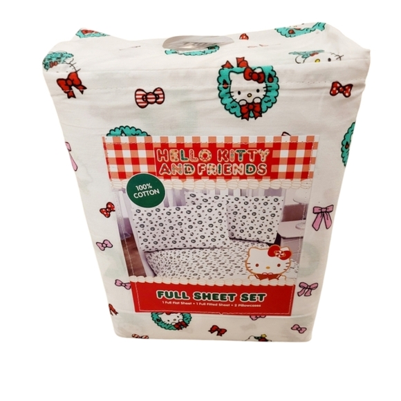 Sanrio Other - Hello Kitty Christmas Wreath Full Size Sheet Set New with Tags Novelty Sanrio